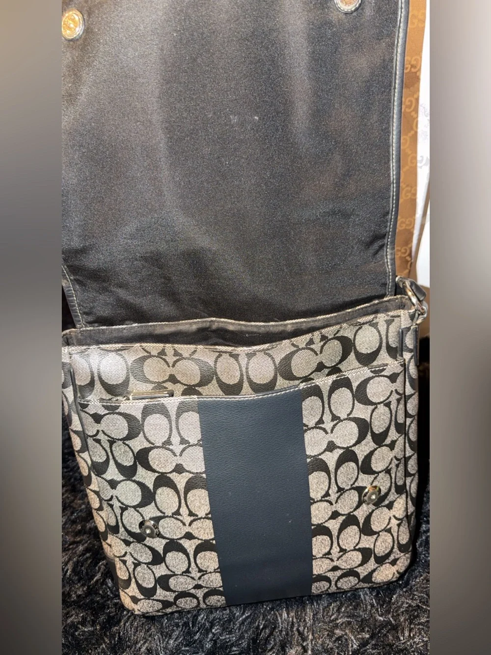 Coach Heritage Stripe Map Bag